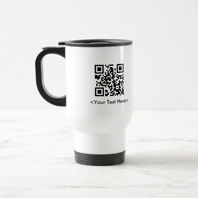 QR Code Travel Mug With Editable Text (Left)