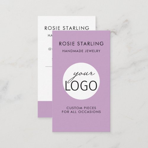 QR Code Trendy Lilac Jewelry Logo Tagline Vertical Business Card