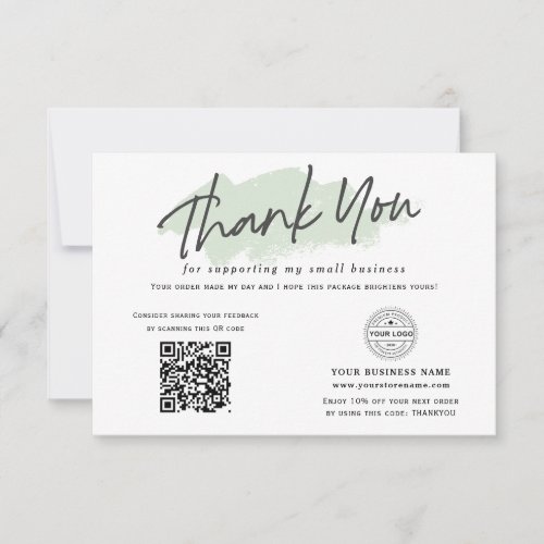 QR code trendy social media small business Thank You Card