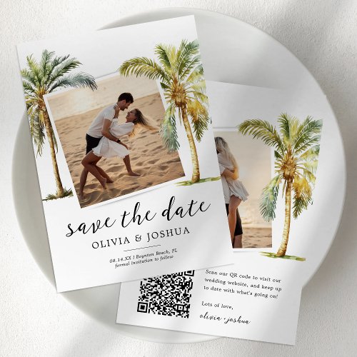 QR Code Tropical Beach Save The Date