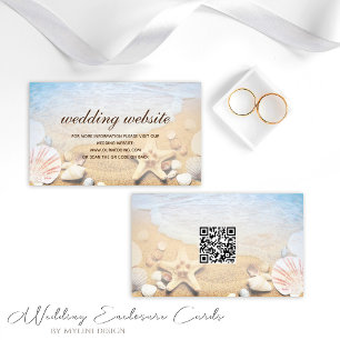 QR Code Tropical Beach Starfish Wedding Website Enclosure Card