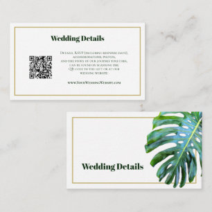 QR Code Tropical Greenery Wedding Details Modern Enclosure Card