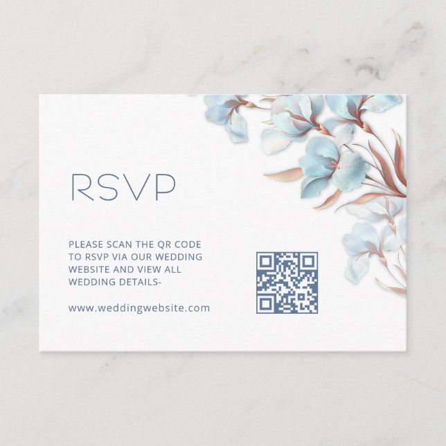 QR Code |  Turquoise Floral Enclosure Card (Front)