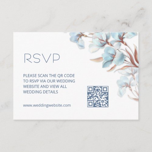QR Code |  Turquoise Floral Enclosure Card