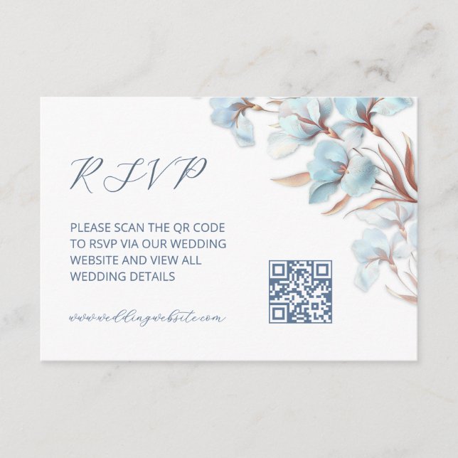 QR Code |  Turquoise Floral Enclosure Card (Front)