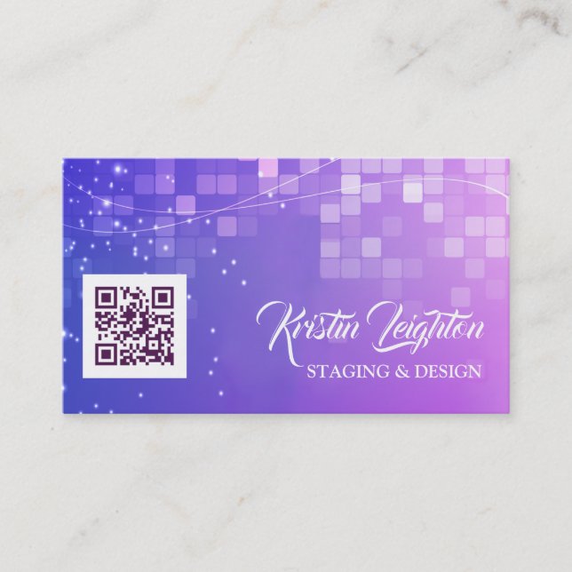 QR Code Ultra Violet Template Business Card (Front)