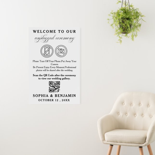 QR Code Unplugged Ceremony Wedding Sign (In Situ (Wall))