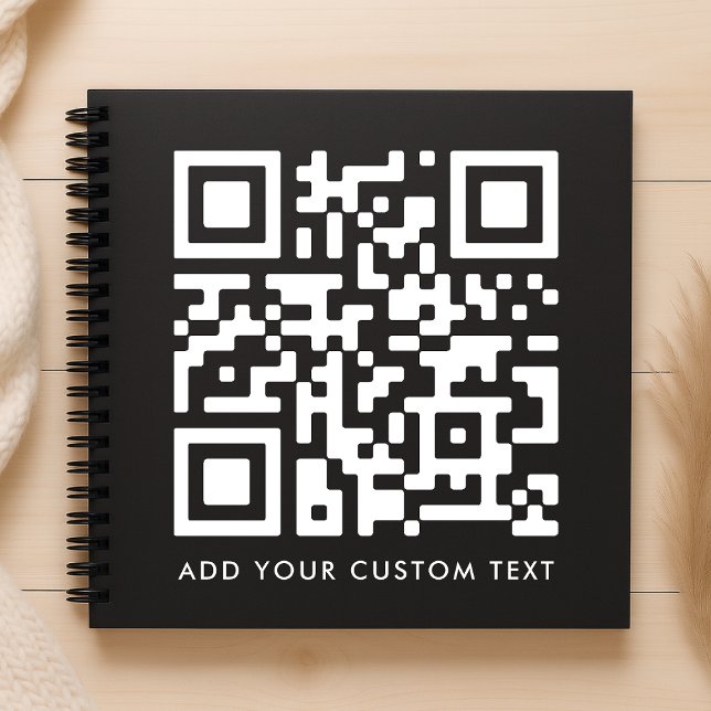 QR Code Upload | Black Minimalist Simple Scan Me Notebook (Creator Uploaded)