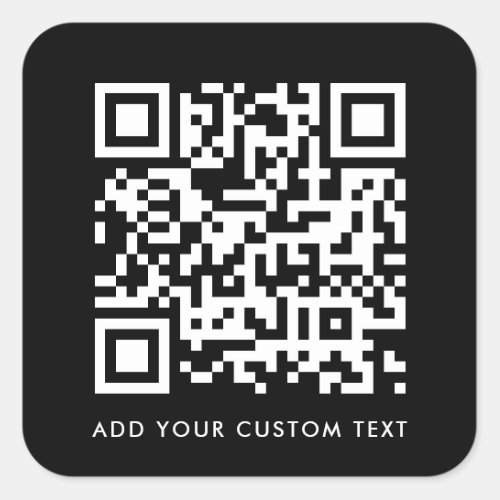 QR Code Upload  Black Minimalist Simple Scan Me Square Sticker