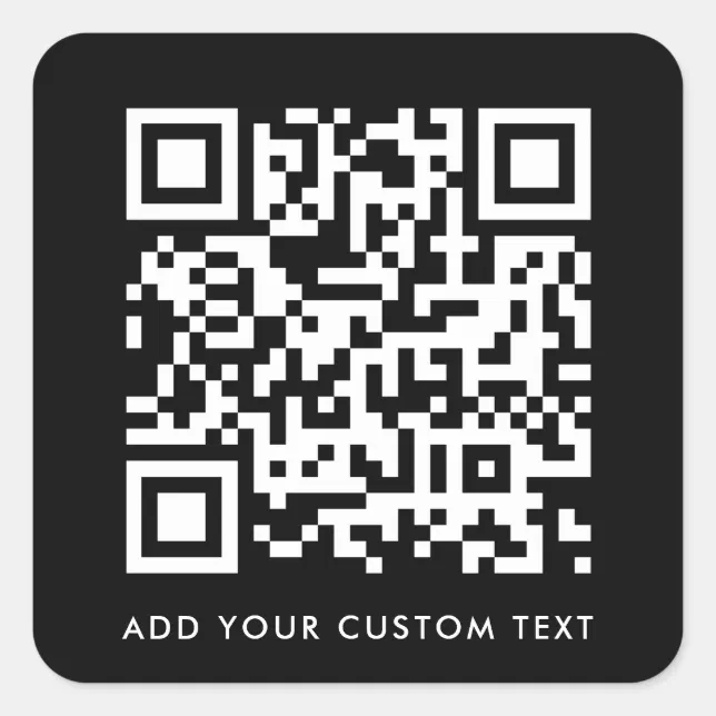 QR Code Upload | Black Minimalist Simple Scan Me Square Sticker | Zazzle