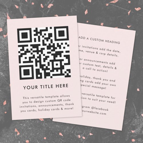 QR Code Upload  Blush Pink Modern Minimalist Invitation