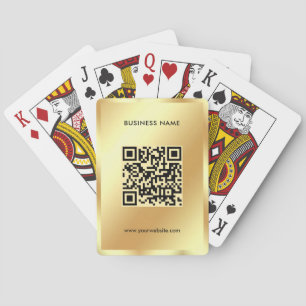 QR Code Upload Business Logo Glamour Gold Poker Cards