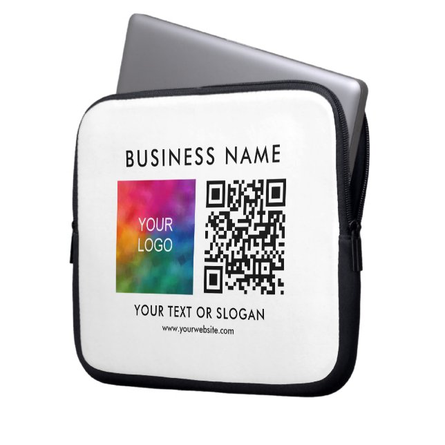 QR Code Upload Business Logo Here Stylish Template Laptop Sleeve (Front Left)