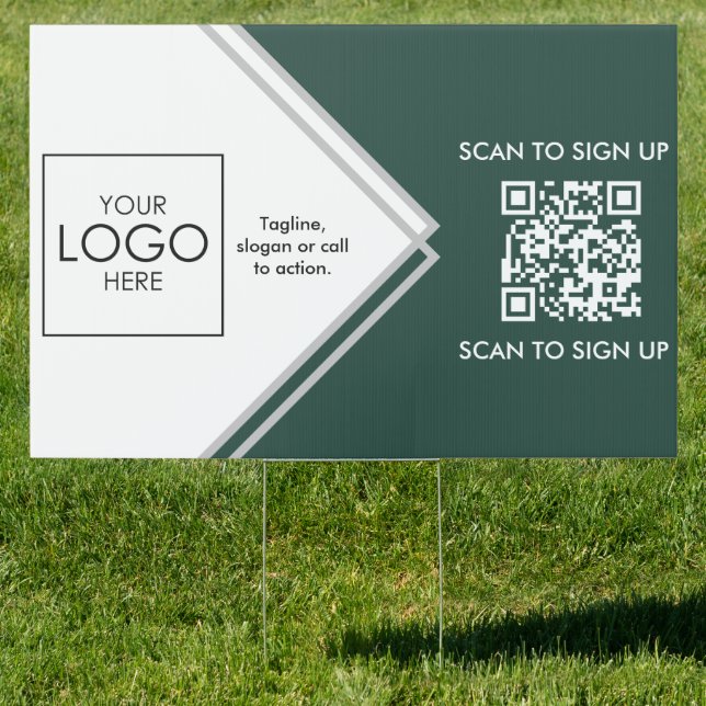 QR Code Upload Your Logo Double Sided Yard Lawn Sign (Insitu)