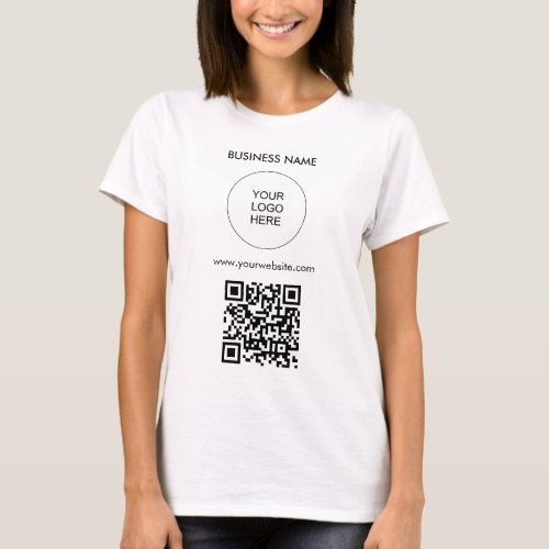 QR Code Upload Your Logo Template Womens White T_Shirt
