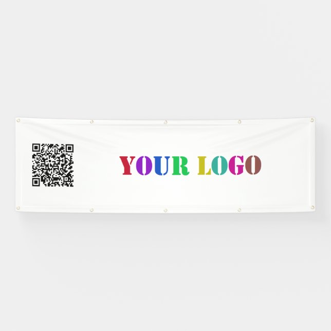 QR Code URL and Logo Business Promotional Banner (Horizontal)