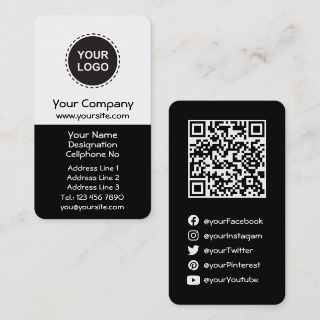 QR Code Vertical Business Card (Front/Back)
