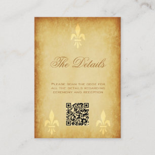 QR CODE vintage gold French fleur de lis details Enclosure Card