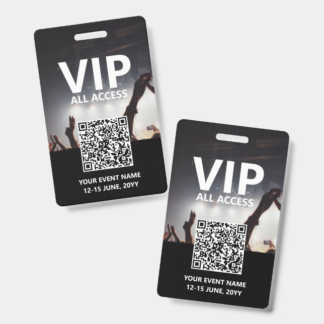 Qr Code VIP All Access Pass Custom Event Badge | Zazzle
