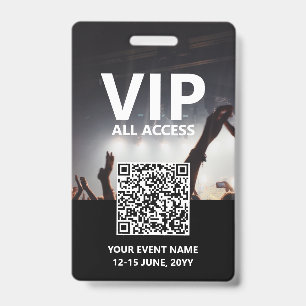 Qr Code VIP All Access Pass Custom Event Badge