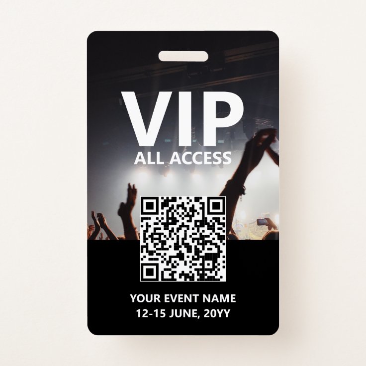 Qr Code VIP All Access Pass Custom Event Badge | Zazzle