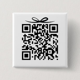 QR Code w/bow Gift Box for Bride & Groom Gifts Button