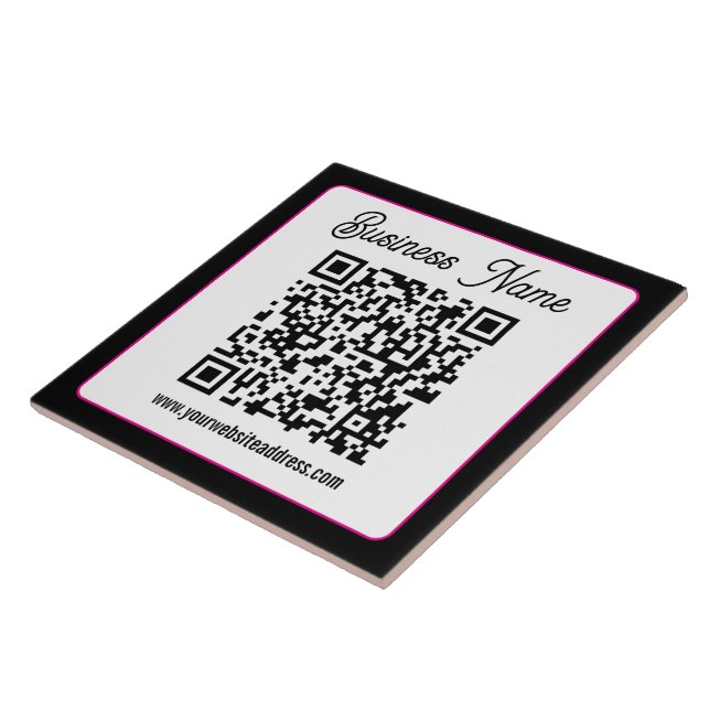 QR Code w/Script Cursive Handwriting Ceramic Tile (Side)
