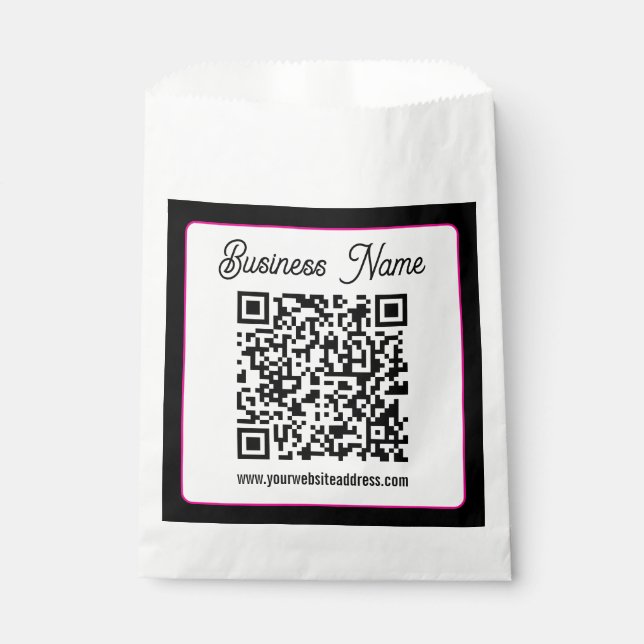 QR Code w/Script Cursive Handwriting Favor Bag (Front)