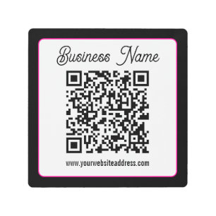 QR Code w/Script Cursive Handwriting Metal Print
