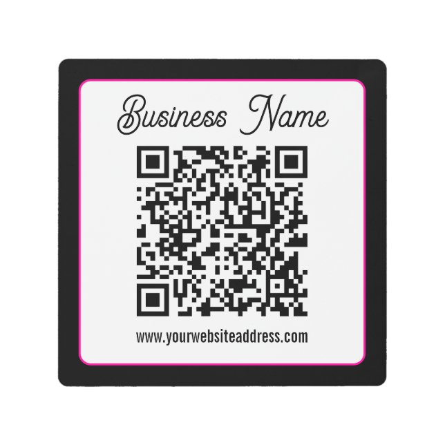 QR Code w/Script Cursive Handwriting Metal Print (Front)