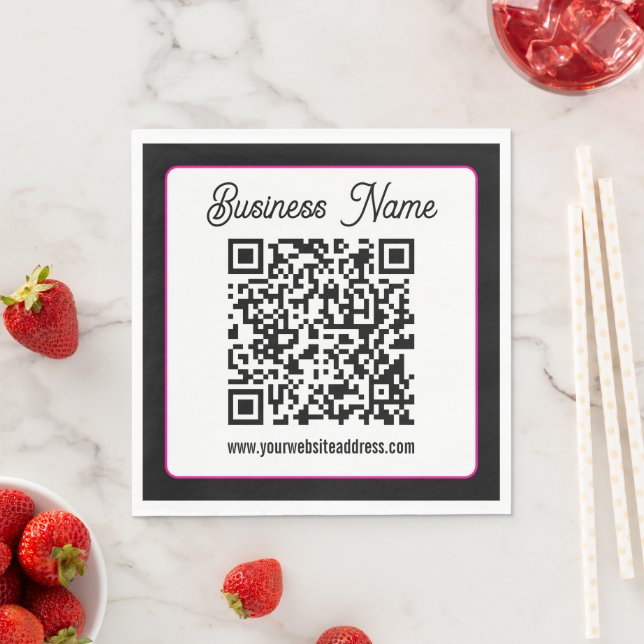 QR Code w/Script Cursive Handwriting Napkins (Insitu)