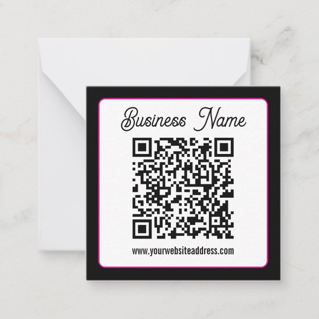QR Code w/Script Cursive Handwriting Note Card (Front)