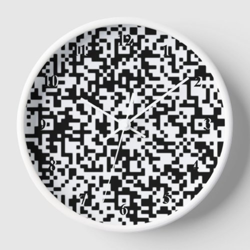 QR Code Wall Clock Modern Design Black and White