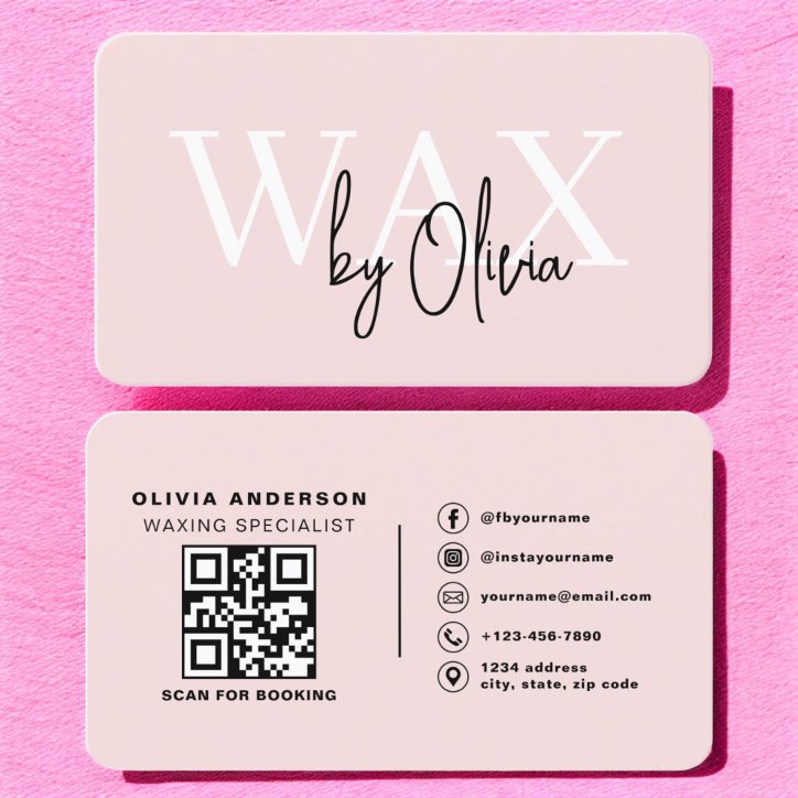 QR Code Wax Specialist Esthetician Blush Pink Business Card