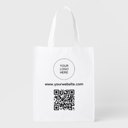 QR Code Website Address Upload Your Logo Reusable Grocery Bag