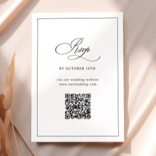 QR Code Website Classic Black & White Wedding RSVP Enclosure Card