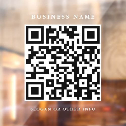 QR Code Website Link White Script Simple Business  Window Cling