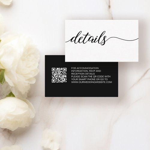 QR code website Minimalist wedding details card