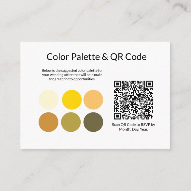 QR Code Wedding Attire Yellow Enclosure Card (Back)