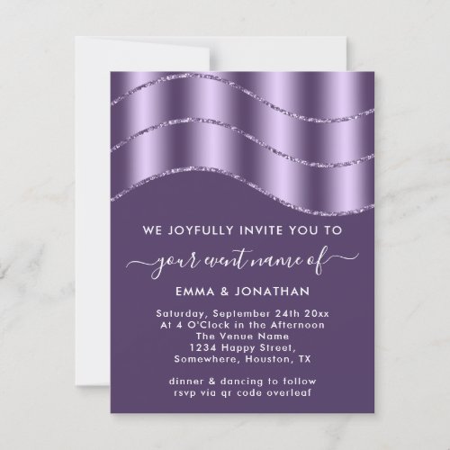 QR Code Wedding Bridal Shower Glitter VioletPurple