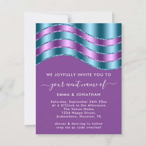 QR Code Wedding Bridal Shower Purple Violet  Teal
