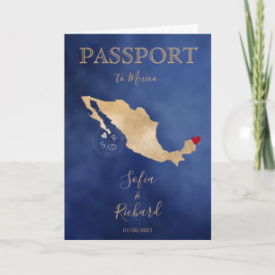 QR Code Wedding Destination Passport Map Mexico Invitation