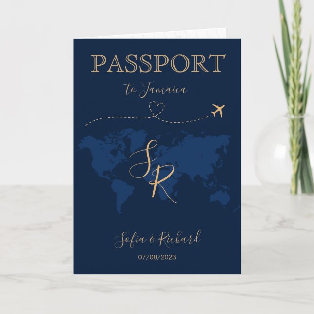 QR Code Wedding Destination Passport World Map Inv Invitation (Front)