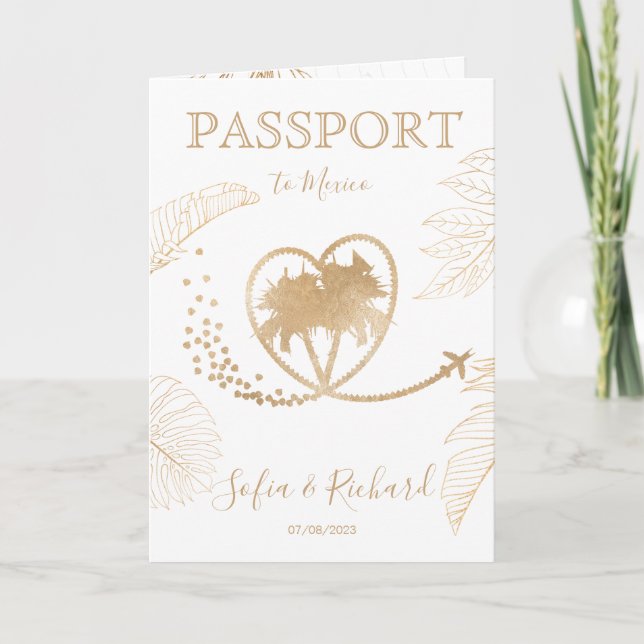QR Code Wedding Destination Passport World Map  Invitation (Front)