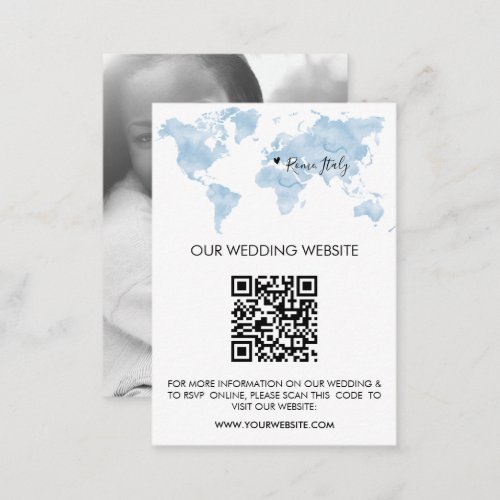 QR Code Wedding Destination World Map  Enclosure Card