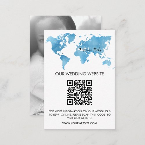 QR Code Wedding Destination World Map  Enclosure Card