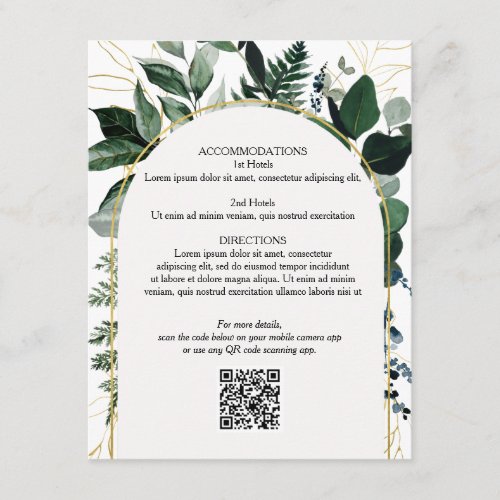 QR code wedding details card Modern Botanical Enclosure Card