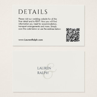 QR Code Wedding Details Enclosure Card