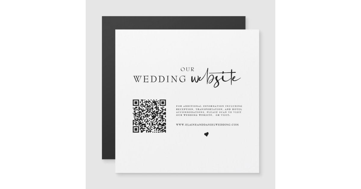 QR Code Wedding Details Magnetic Enclosure Card | Zazzle