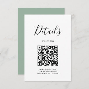 QR code Wedding Details Sage Green RSVP Card